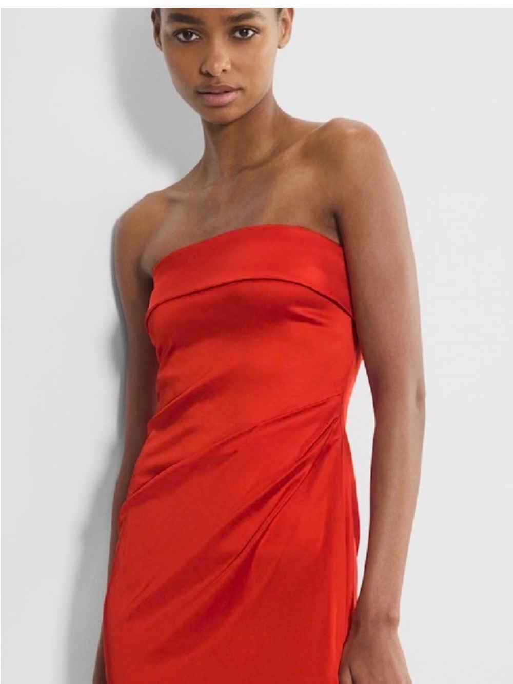 Aritzia Strapless Red Satin Dress